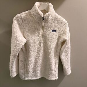 Patagonia Girls Los Gatos Sherpa 1/4 Zip Pullover Cream XL (14)